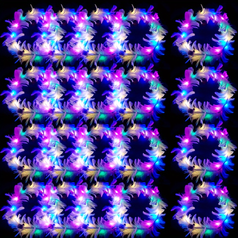 Glow In The Dark Party Glasses - Corona de plumas con luz LED,