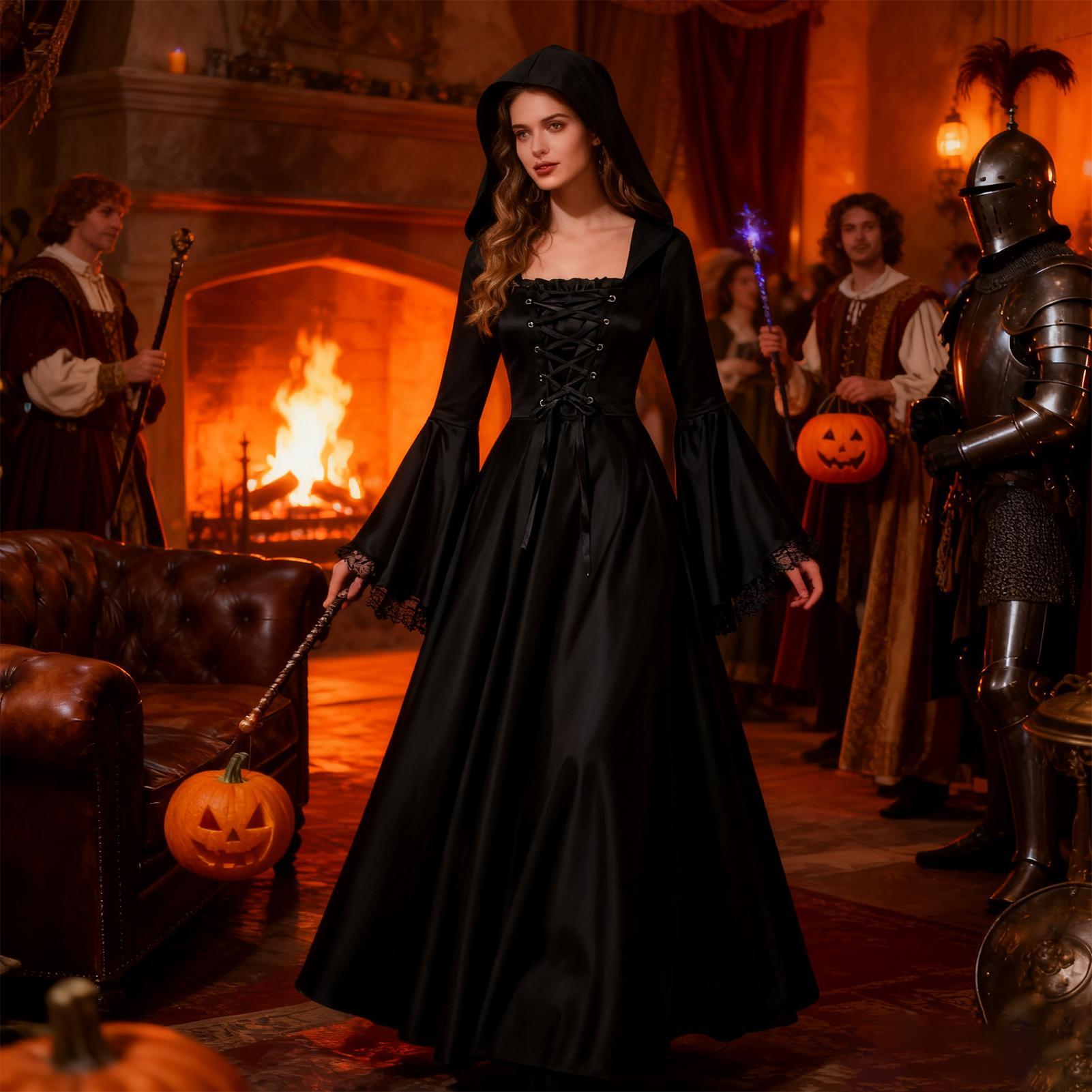 Disfraz de Bruja de Halloween, - Medieval Renaissance Dress Women reseña y precio